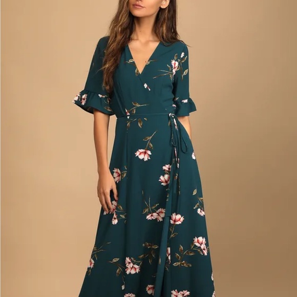 Lulus Floral Green Maxi Dress XS - Picture 2 of 9